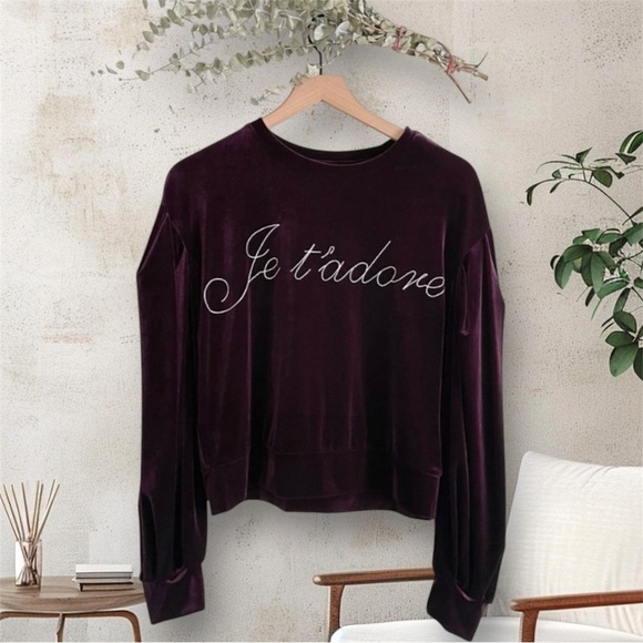 MISA Los Angeles Je T'Adore Velvet Sweatshirt Sweater Top XS